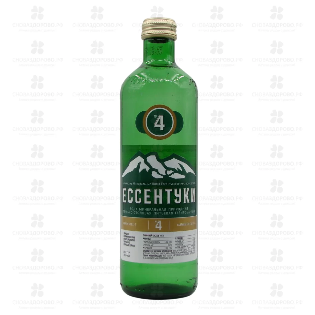 Вода минеральная Ессентуки №4 450мл (стекло) ✅ 39224/09102 | Сноваздорово.рф